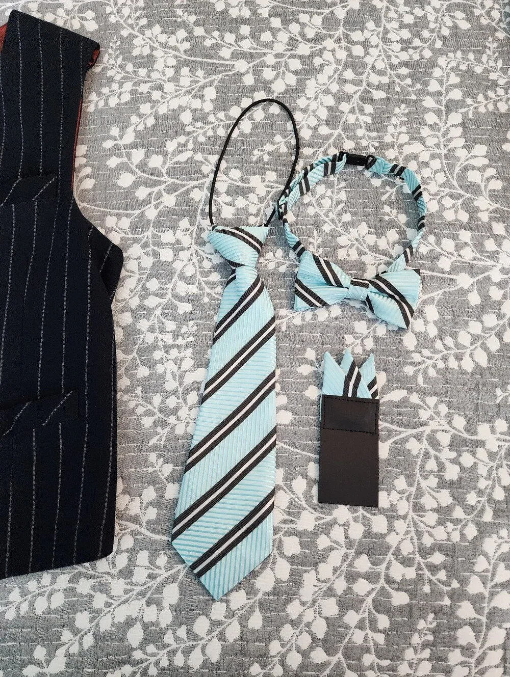 Boy's Suit 6-Piece Blue Pinstripe Formal Vest Set, Size 14